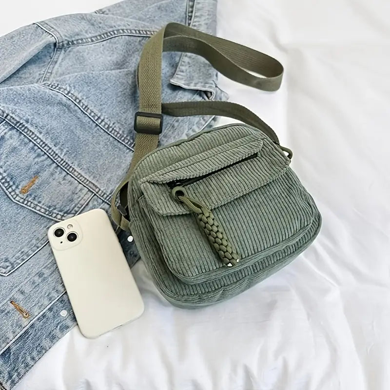 8MNY-MC453 Versatile Small Square Bag Corduroy Material