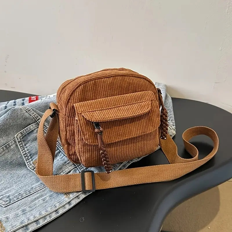 8MNY-MC453 Versatile Small Square Bag Corduroy Material