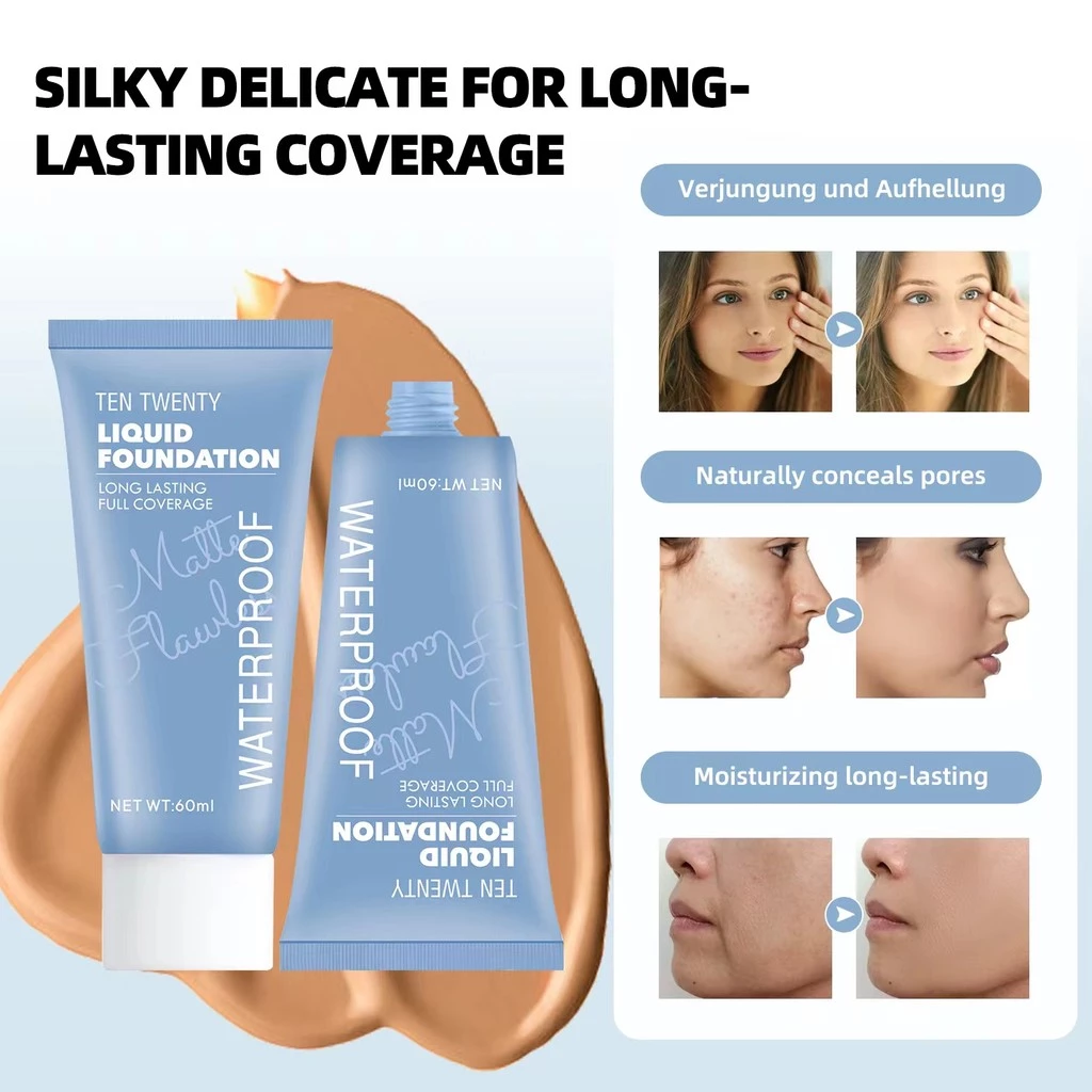 TEN TWENTY Full Coverage Matte Liquid Foundation Oil Control 24H Long Lasting Waterproof Concealer