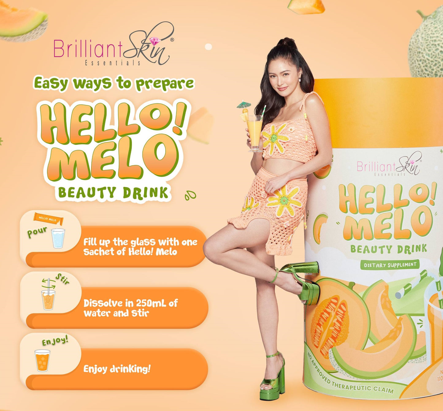 Brilliant Skin Hello Melo Beauty Drink 10 Sachets