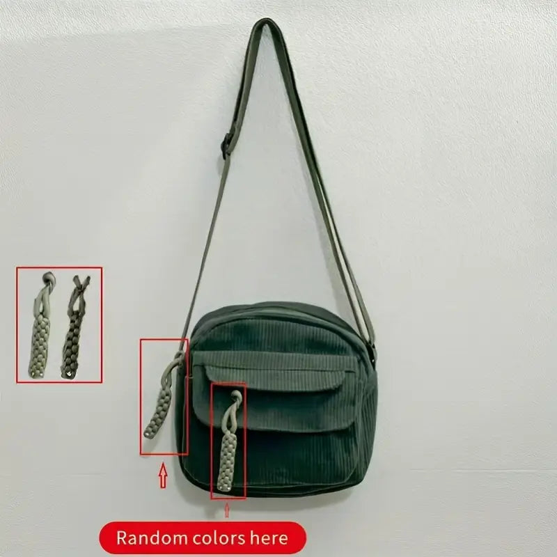 8MNY-MC453 Versatile Small Square Bag Corduroy Material
