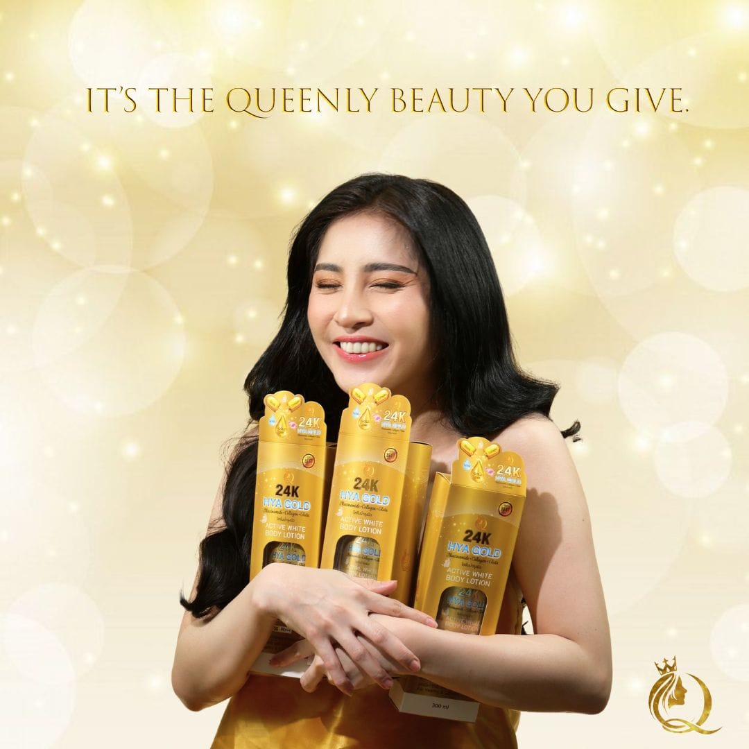 QUEEN D 24K HYA GOLD Active White Body Lotion with SPF 50 PA+++ 300ml | NEW