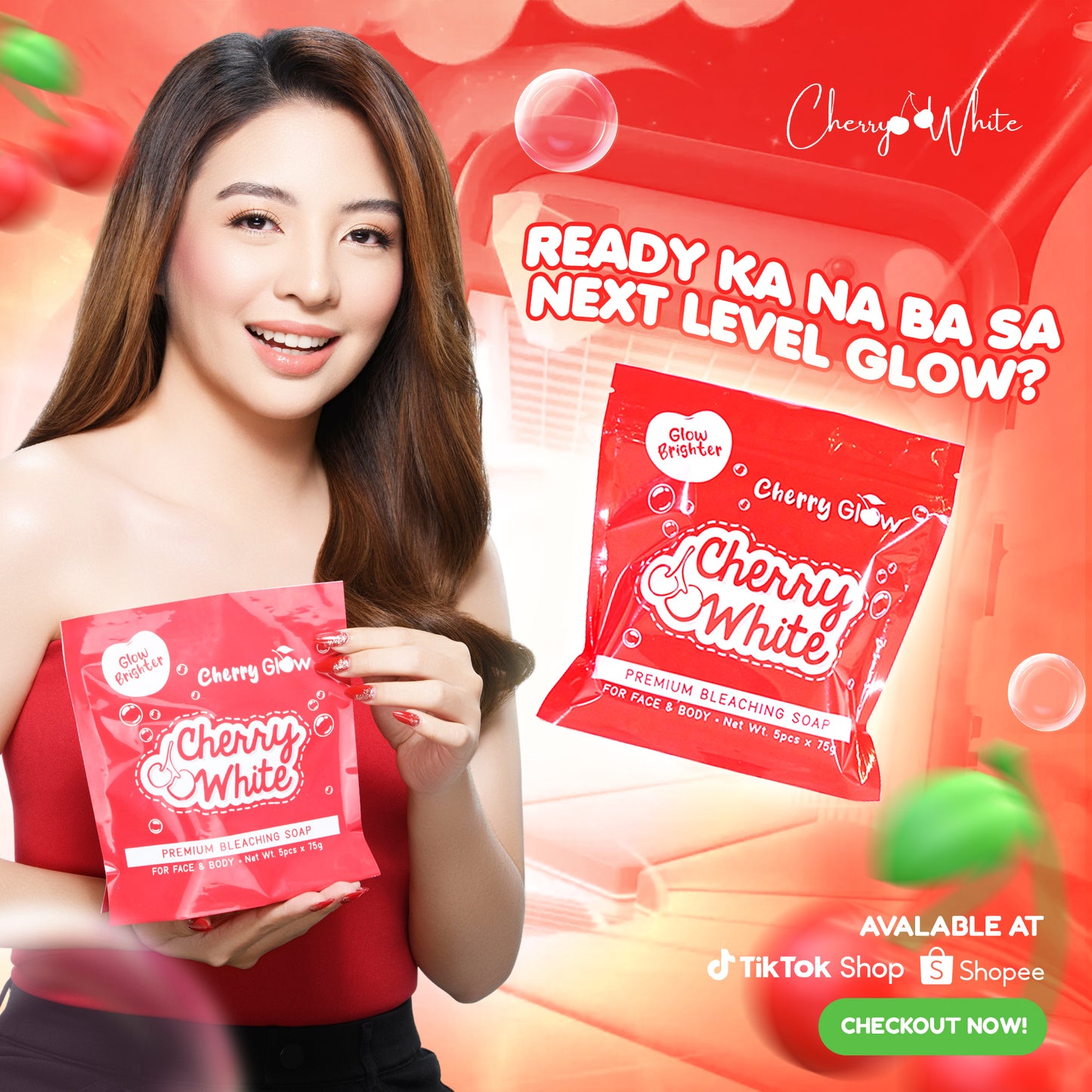 CHERRY WHITE GLOW PREMIUM BLEACHING SOAP | 10X POWER WHITENING | 5PCS PER PACK