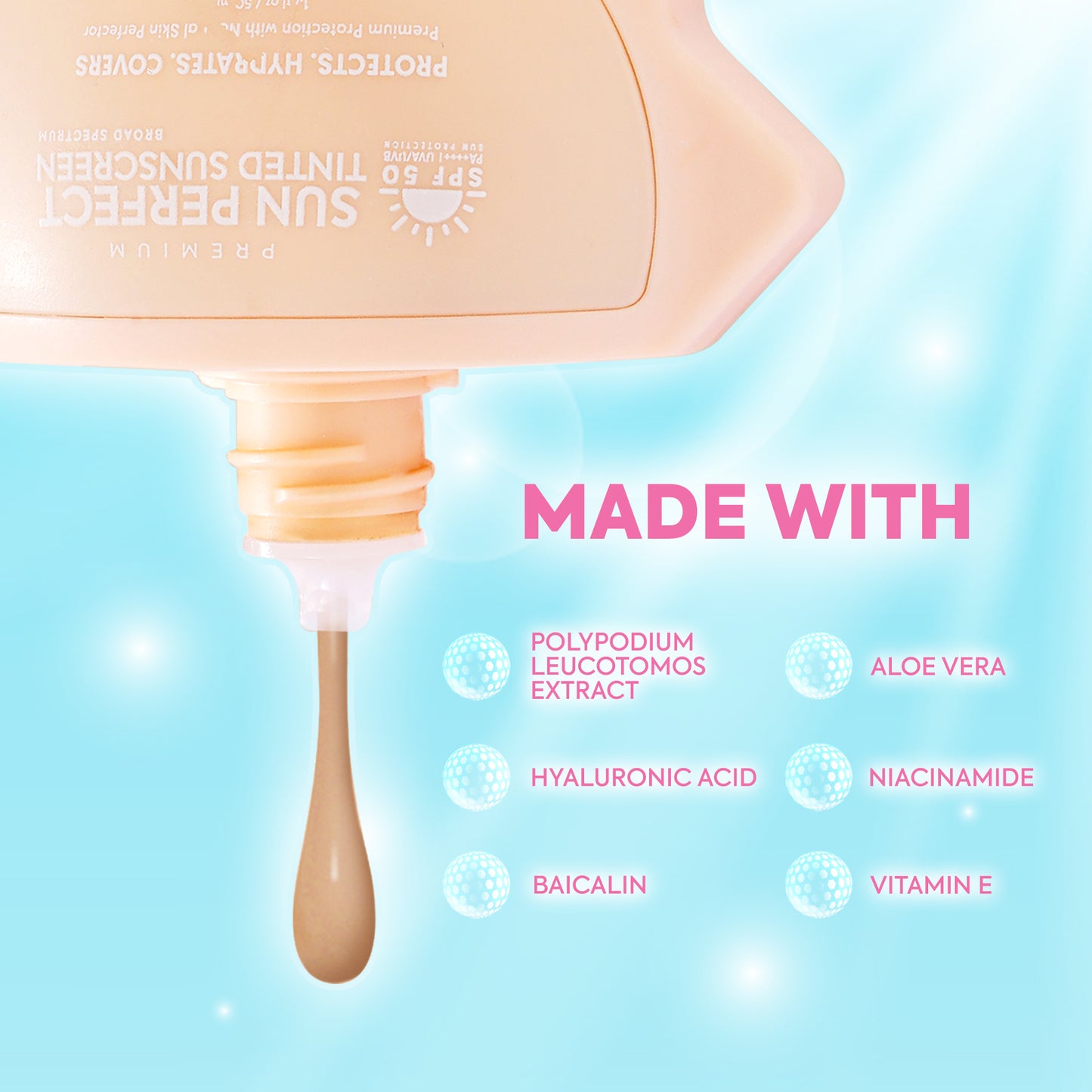HIKARI SKIN Premium SUN PERFECT Tinted Sunscreen SPF 50 Facial Sunscreen Sun Protection Ultrafresh