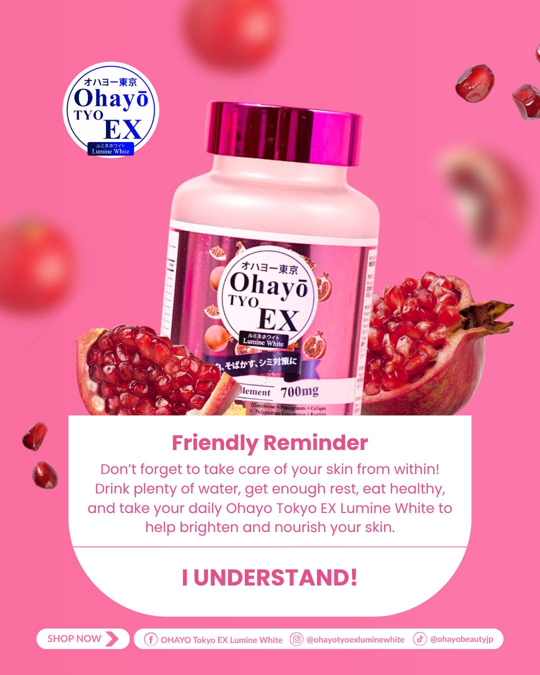 Ohayo TYO EX Lumine White Glutathione 60 Capsules Original From Japan