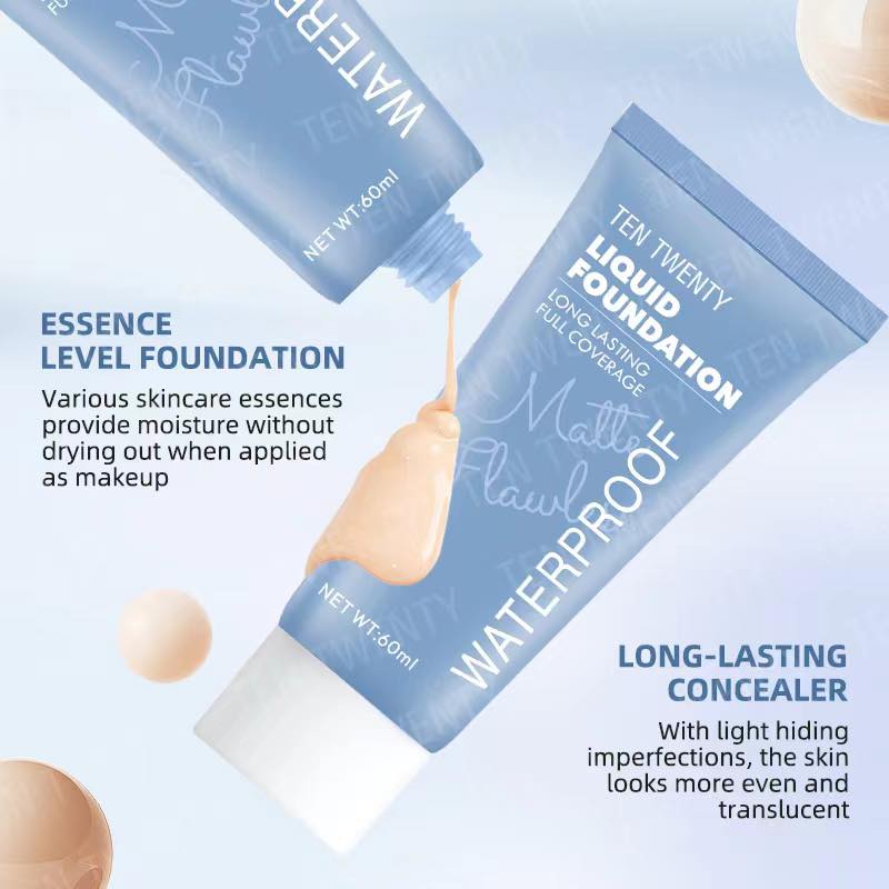 TEN TWENTY Full Coverage Matte Liquid Foundation Oil Control 24H Long Lasting Waterproof Concealer