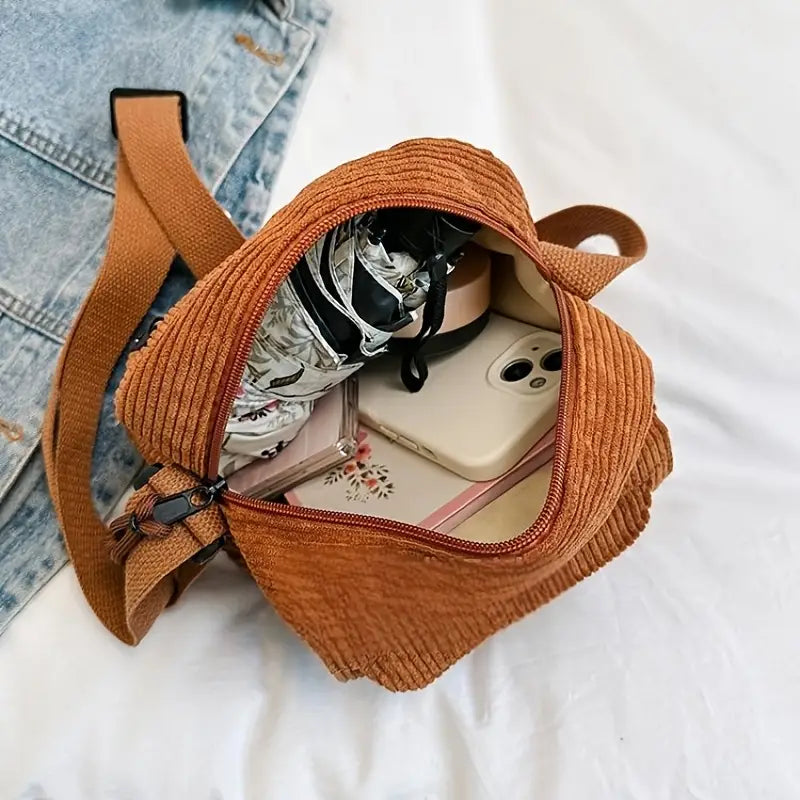 8MNY-MC453 Versatile Small Square Bag Corduroy Material