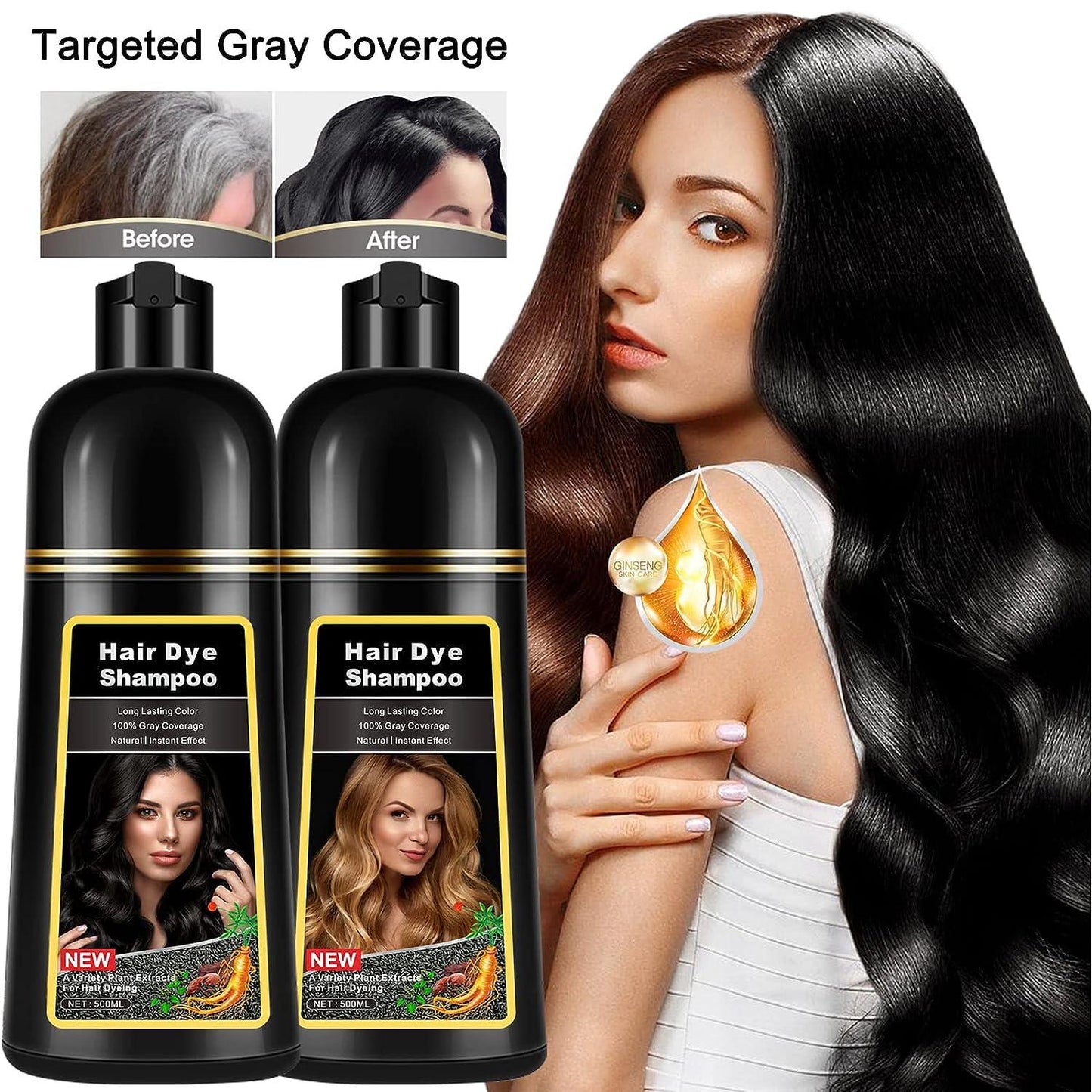 Korean Herbal Hair Color Shampoo Permanent Color 500ml