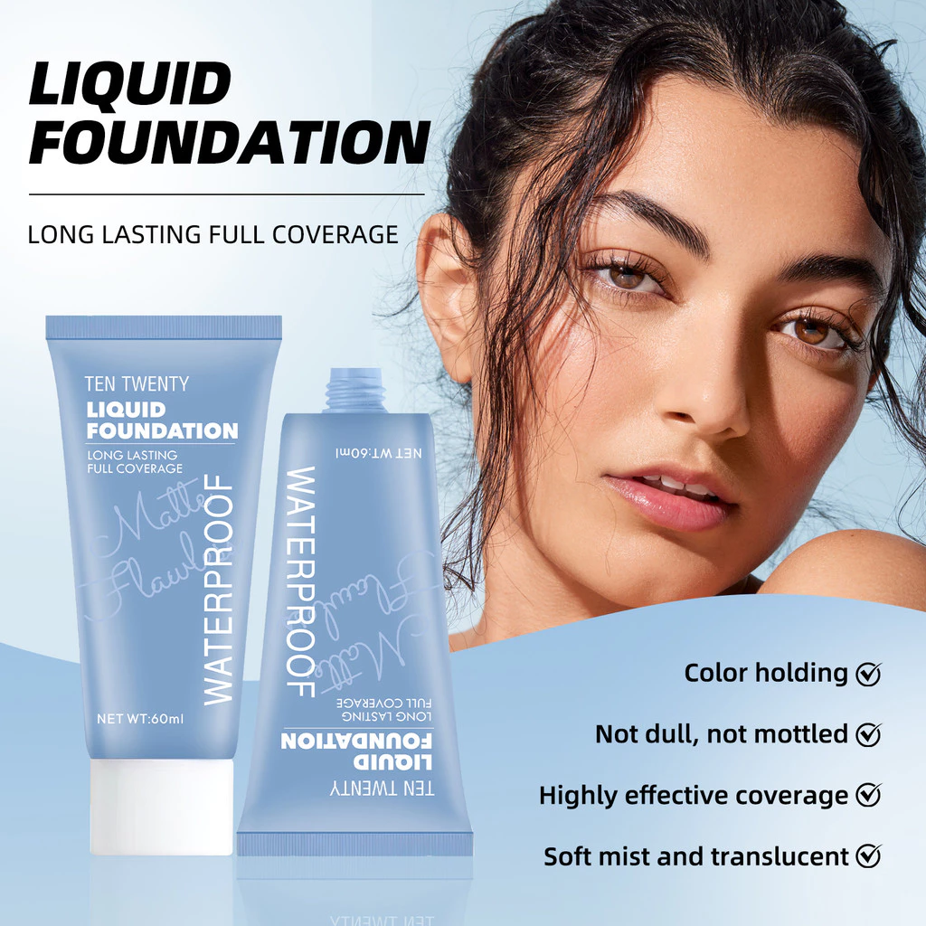 TEN TWENTY Full Coverage Matte Liquid Foundation Oil Control 24H Long Lasting Waterproof Concealer