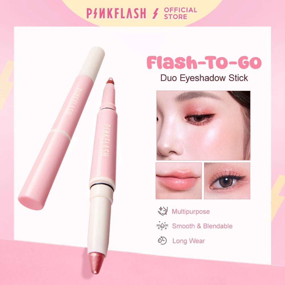 PINKFLASH Flash-To-Go Duo Eyeshadow Stick Matte&Shimmer 2 IN 1 High Pigmented Blendable Smooth Multipurpose