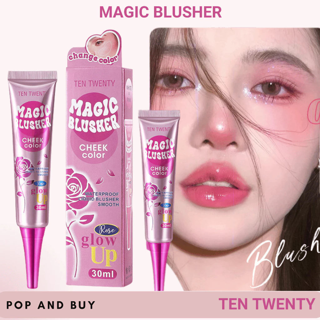 Ten Twenty Magic Blusher Liquid Blush – Long Lasting Waterproof Blush On Cream for Cheeks Pink Blush
