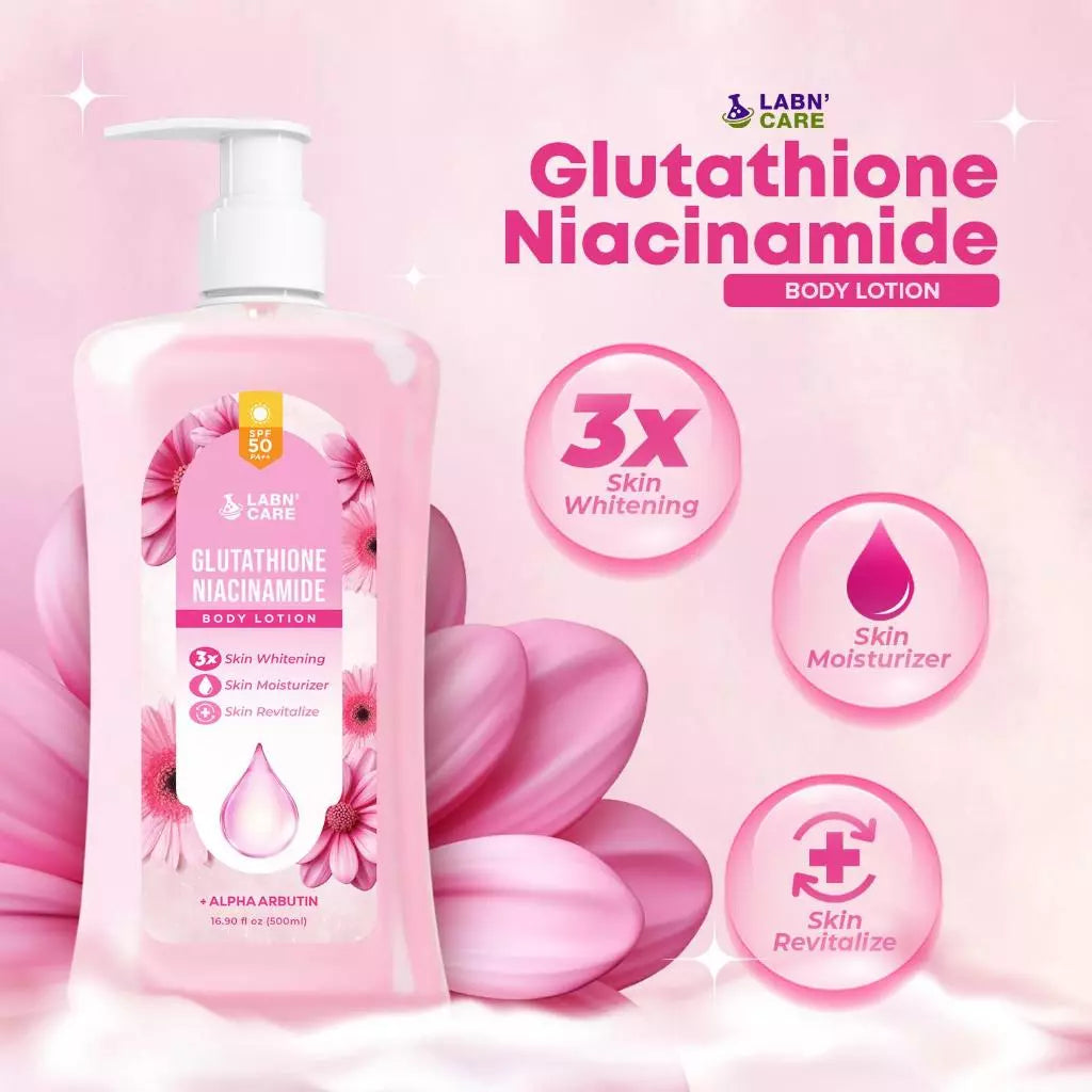 Labn' Care Glutathione Niacinamide Body Whitening Lotion 500ML With SPF 50 PA++, 3X Skin Whitening