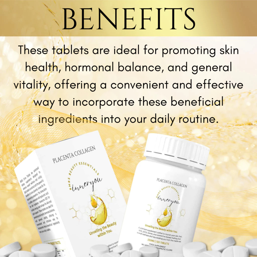 BMRS PLACENTA COLLAGEN INNER YOU - Unveiling the Beauty within You (250MG | 120 TABLETS)