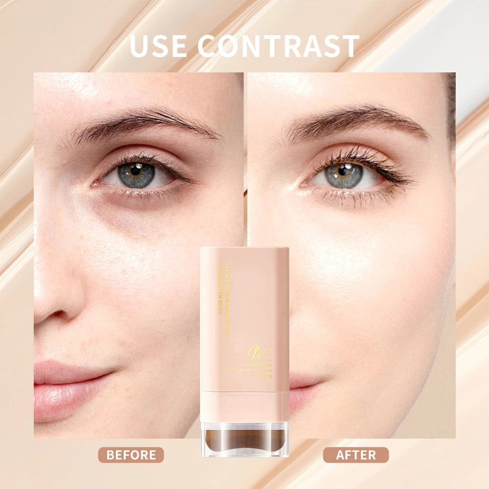 DW Matte Foundation Cream Stick SPF50 Lasting Oil-control Concealer W/ Brush 20g