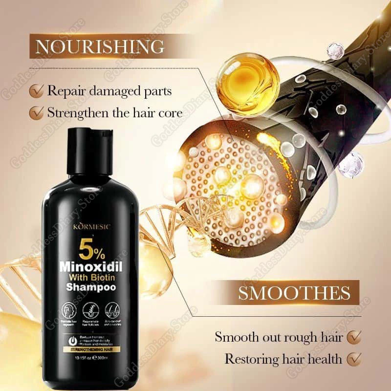 Minoxidil 5% Hair Grower Shampoo with Biotin for Hair Loss Treatment Regrowth Hair