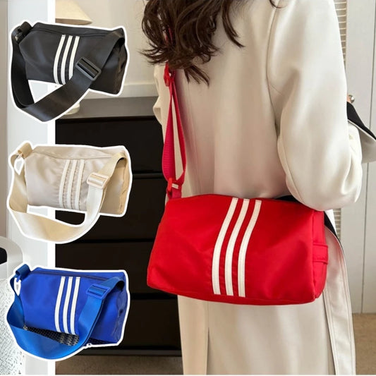 8MNY-605 Sports Duffle Sling Bag Solid Color Stripe Design Gym Bag for Men Women