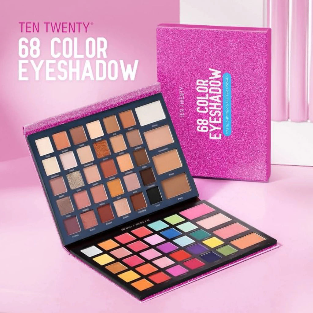 Ten Twenty 68 Color Eyeshadow Makeup Beauty Palette with Highlighter, Shimmer, Blush On, Contour