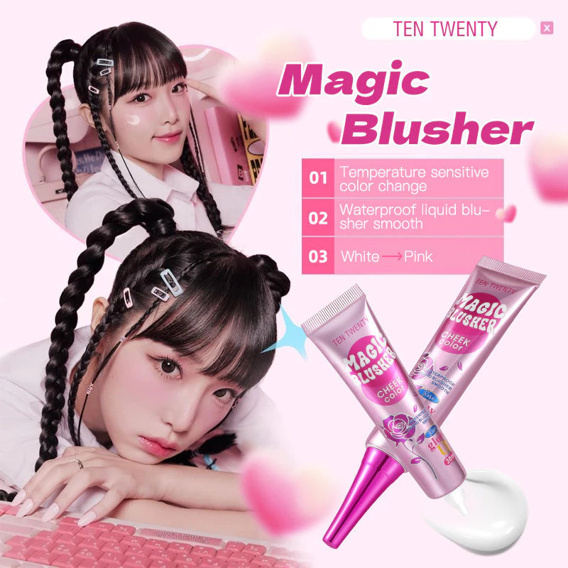 Ten Twenty Magic Blusher Liquid Blush – Long Lasting Waterproof Blush On Cream for Cheeks Pink Blush