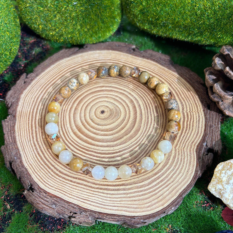 1pc Citrine Stone Beaded Bracelet, 6mm, Handcrafted Jewelry for Abundance and Success, Unisex, for Men and Women.