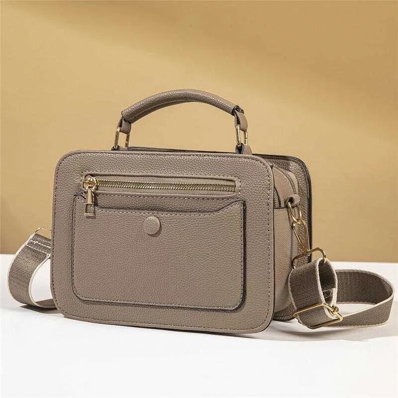 8MNY-CP089 Women Small Apricot Crossbody Multi Compartment Vintage Feel Rectangular Shape