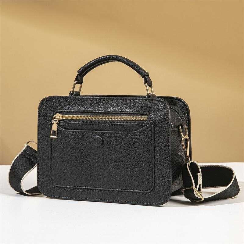 8MNY-CP089 Women Small Apricot Crossbody Multi Compartment Vintage Feel Rectangular Shape