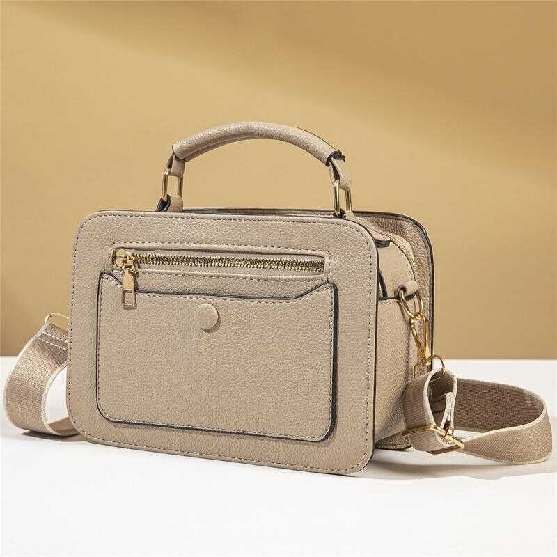 8MNY-CP089 Women Small Apricot Crossbody Multi Compartment Vintage Feel Rectangular Shape
