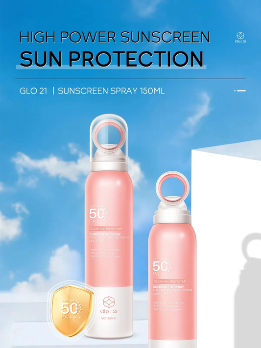 GLO21 SPF50+PA+++ Waterproof UV Protection High Power Sunscreen Spray