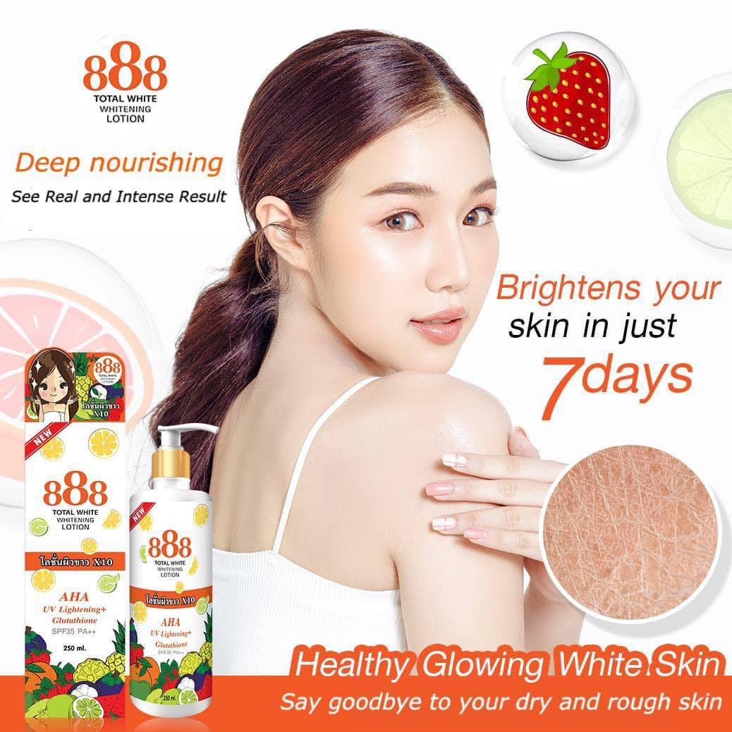 AUTHENTIC FROM THAILAND! 888 TOTAL WHITE WHITENING LOTION (UV Lightening and Glutathione)