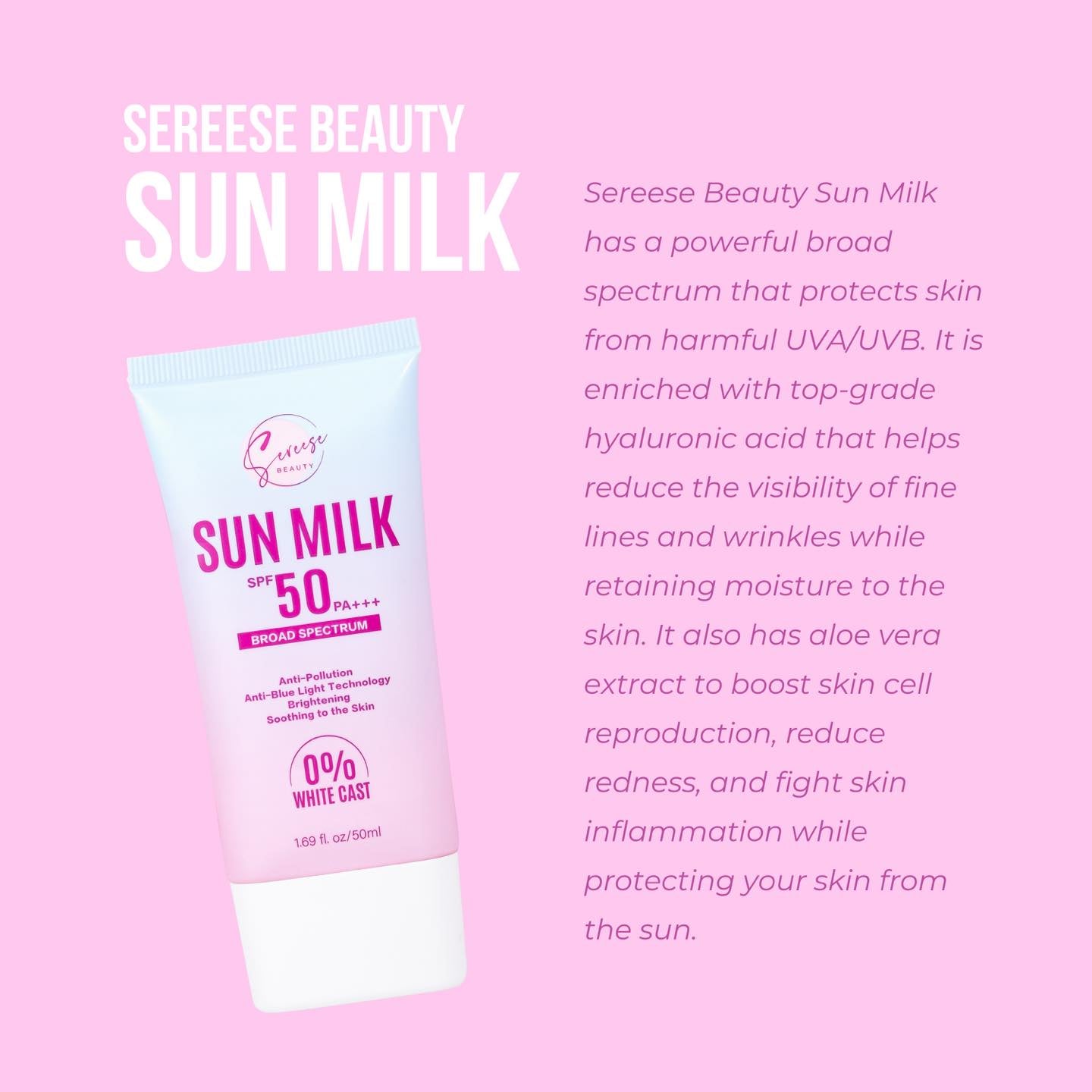 Sereese Beauty Sun Milk SPF 50 Broad Spectrum Sunscreen