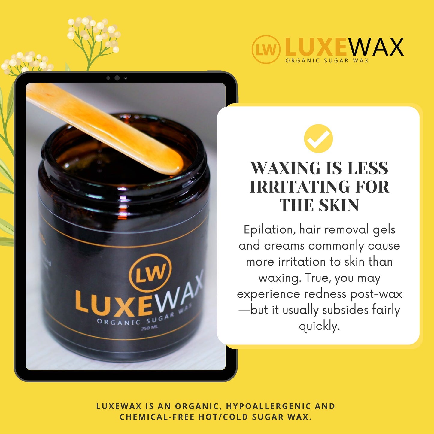 LUXEWAX SUGAR WAX HAIR REMOVAL KIT