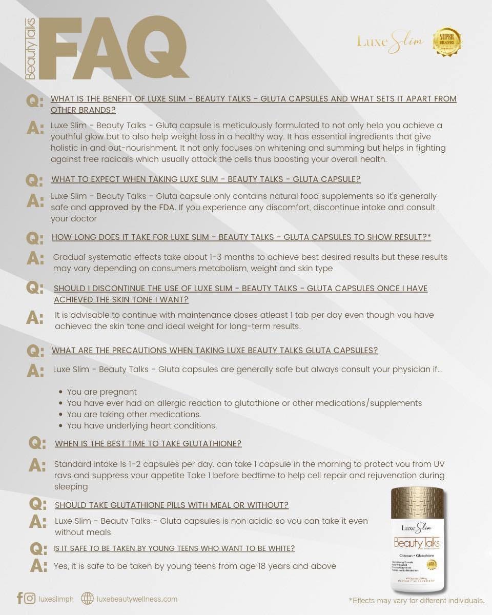 Luxe skin Beauty Talks Glutathione Capsules The Beauty Cart Luxe skin Beauty Talks Glutathione Capsules The Beauty Cart