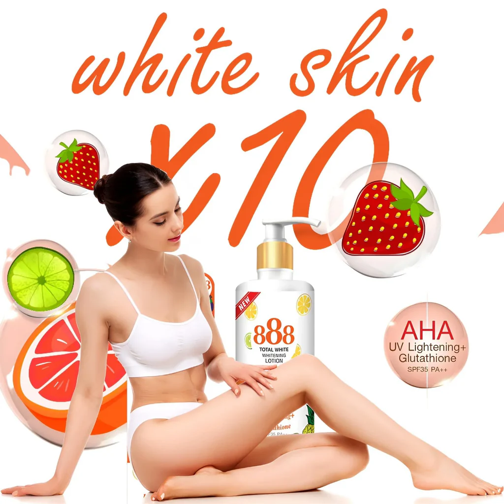 AUTHENTIC FROM THAILAND! 888 TOTAL WHITE WHITENING LOTION (UV Lightening and Glutathione)