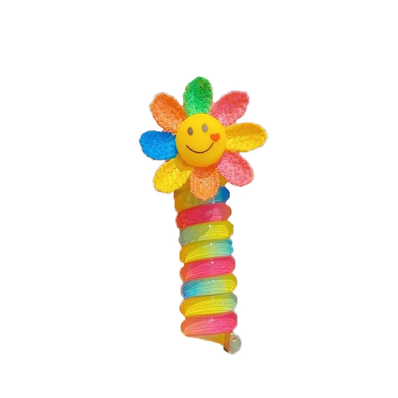 Best Seller! Korean Kids Flowers Rainbow Telephone Wire Hair Tie