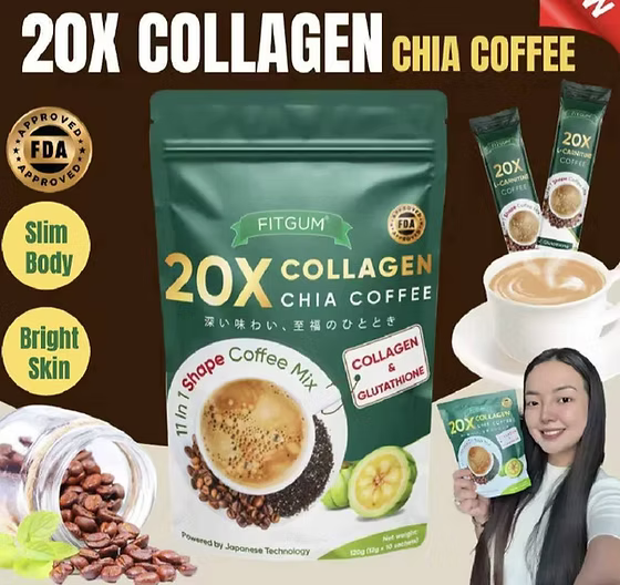 Fitgum Collagen Chia Coffee Simming Coffee for Wellness and Radiant Skin