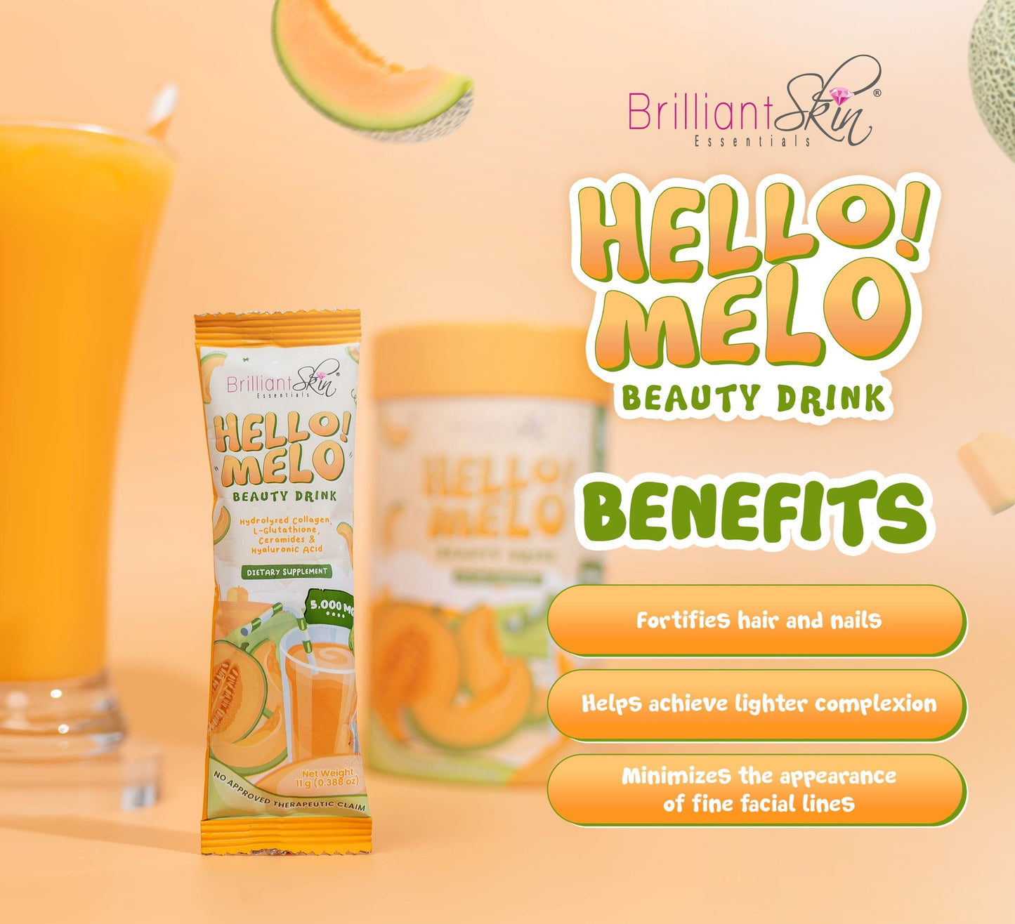 Brilliant Skin Hello Melo Beauty Drink 10 Sachets