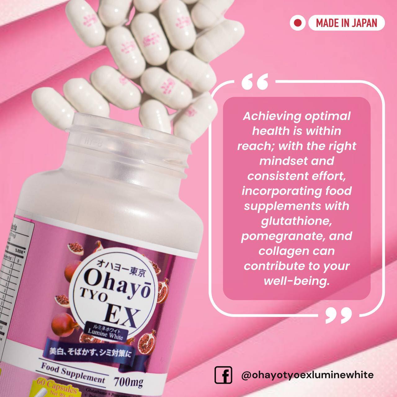 Ohayo TYO EX Lumine White Glutathione 60 Capsules Original From Japan