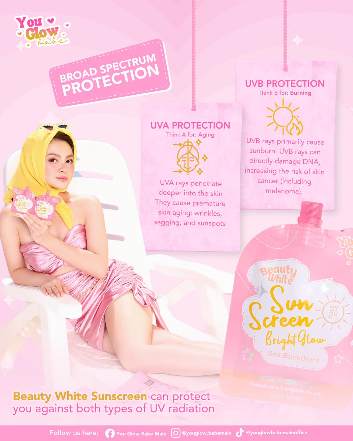 You Glow Babe Beauty White Bright Glow with Sea Buckthorn Sunscreen SPF 50 PA+++