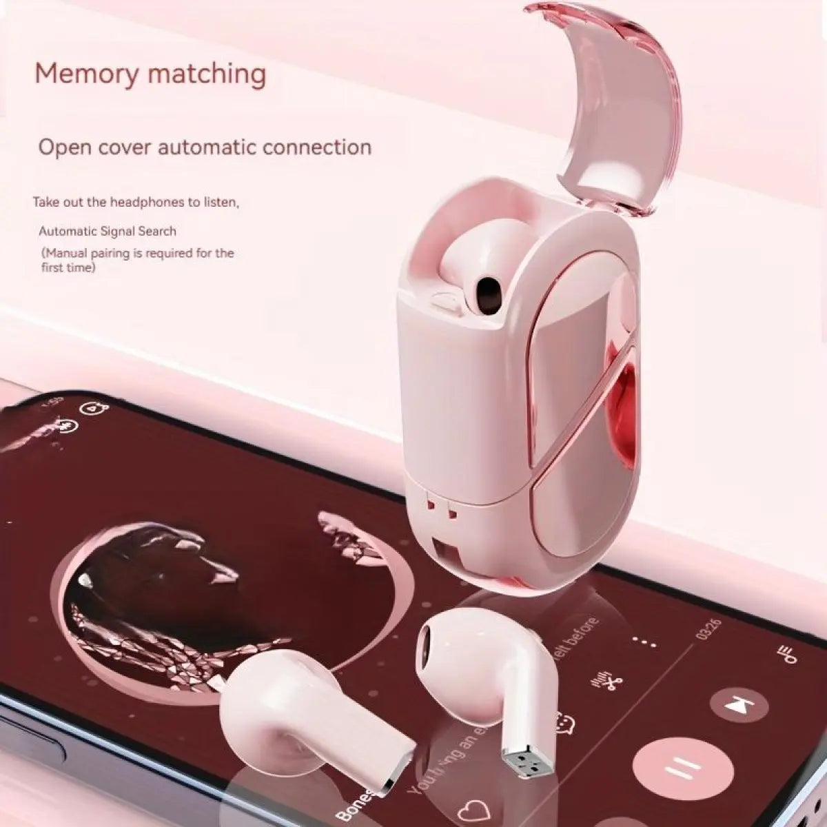 True Love Wireless Bluetooth TWS5.3 Audio Earphones For Android and iPhone, foldable and switchable in two forms, high-definition call without delay, in ear painless wearing Folding Electronic Earbud Charging Microphone Noise Cancelling Device