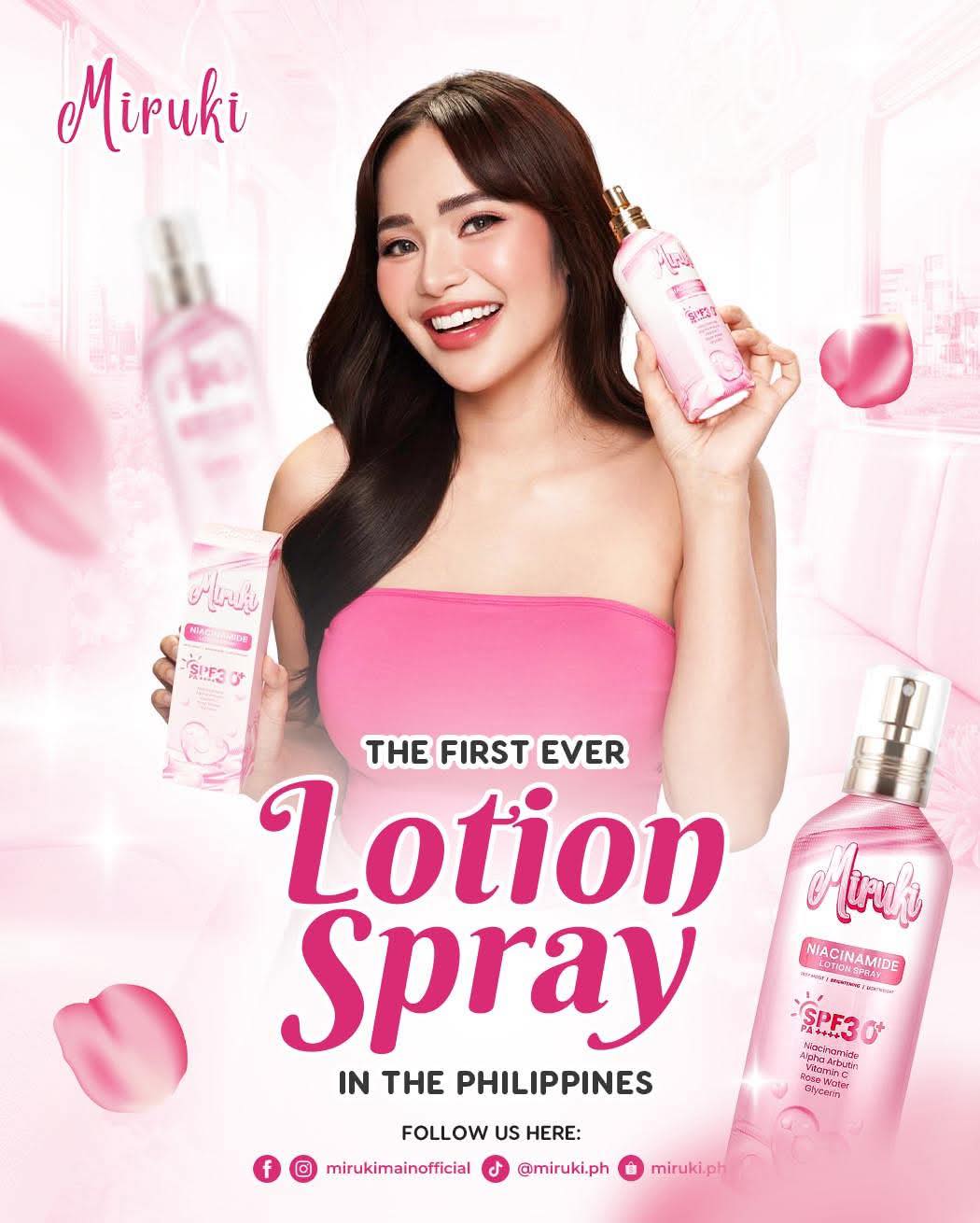 Miruki Niacinamide Lotion Spray, Deep Moist, Brightening, Lightweight, with SPF 30 PA++++