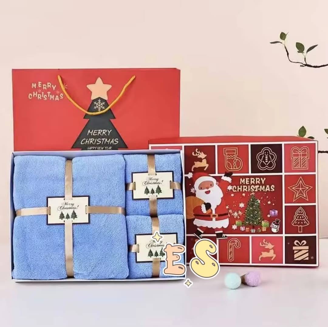 Trending Now! Christmas 3 in 1 Gift Set Bath Towel With Box and Paper Bag