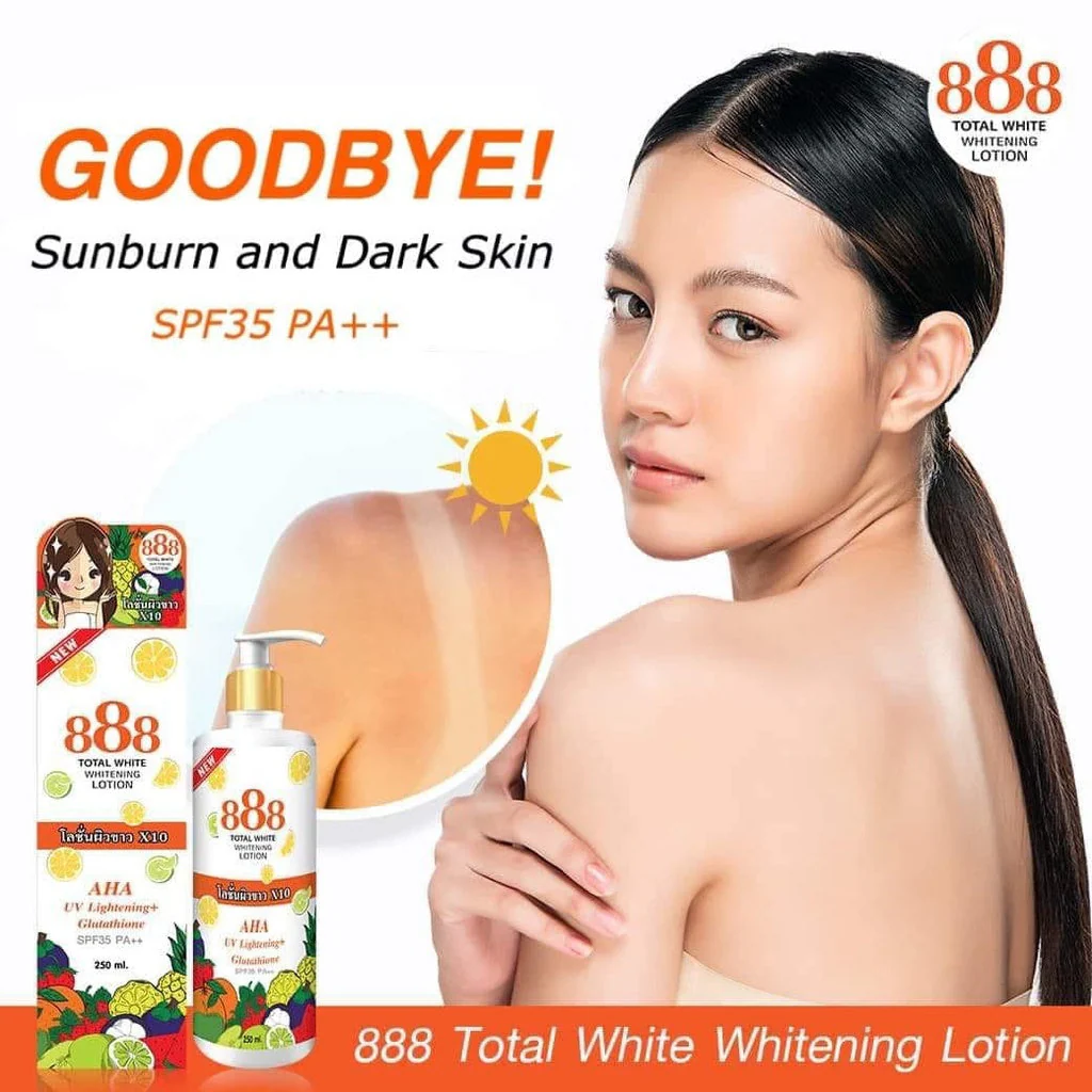 AUTHENTIC FROM THAILAND! 888 TOTAL WHITE WHITENING LOTION (UV Lightening and Glutathione)