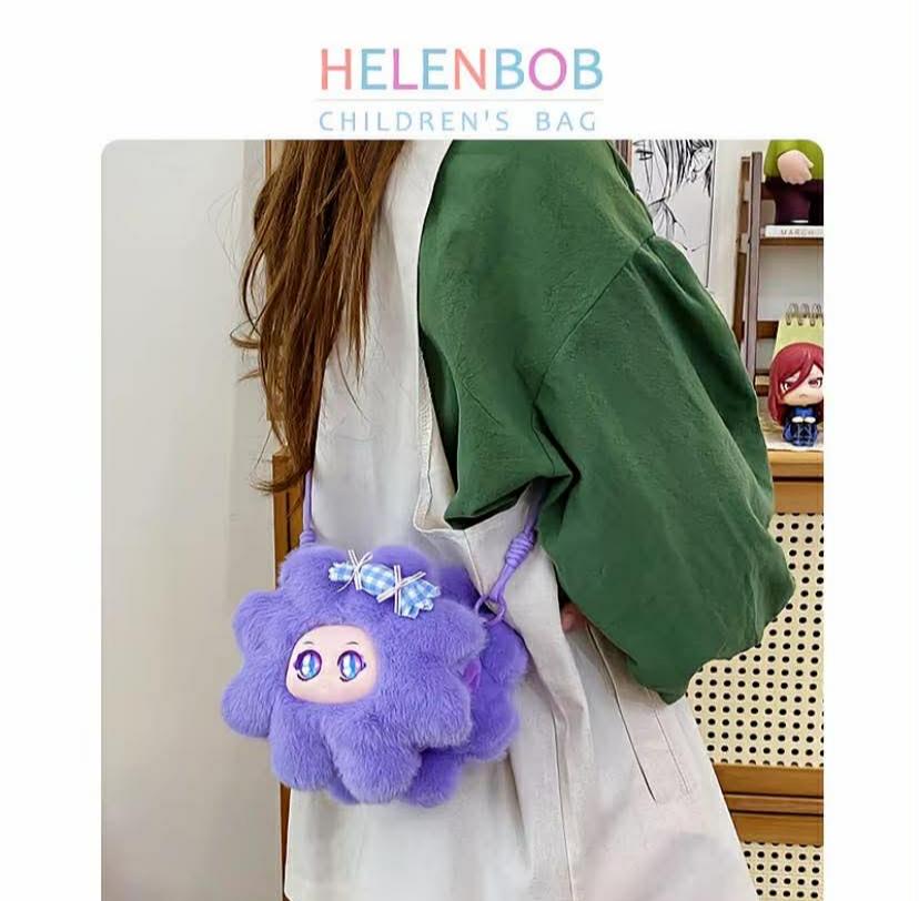 HELENBOB plush toy bag, sweet single shoulder crossbody mini bag, coin purse, birthday gift with adjustable shoulder strap