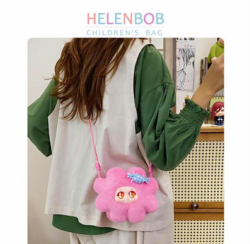 HELENBOB plush toy bag, sweet single shoulder crossbody mini bag, coin purse, birthday gift with adjustable shoulder strap