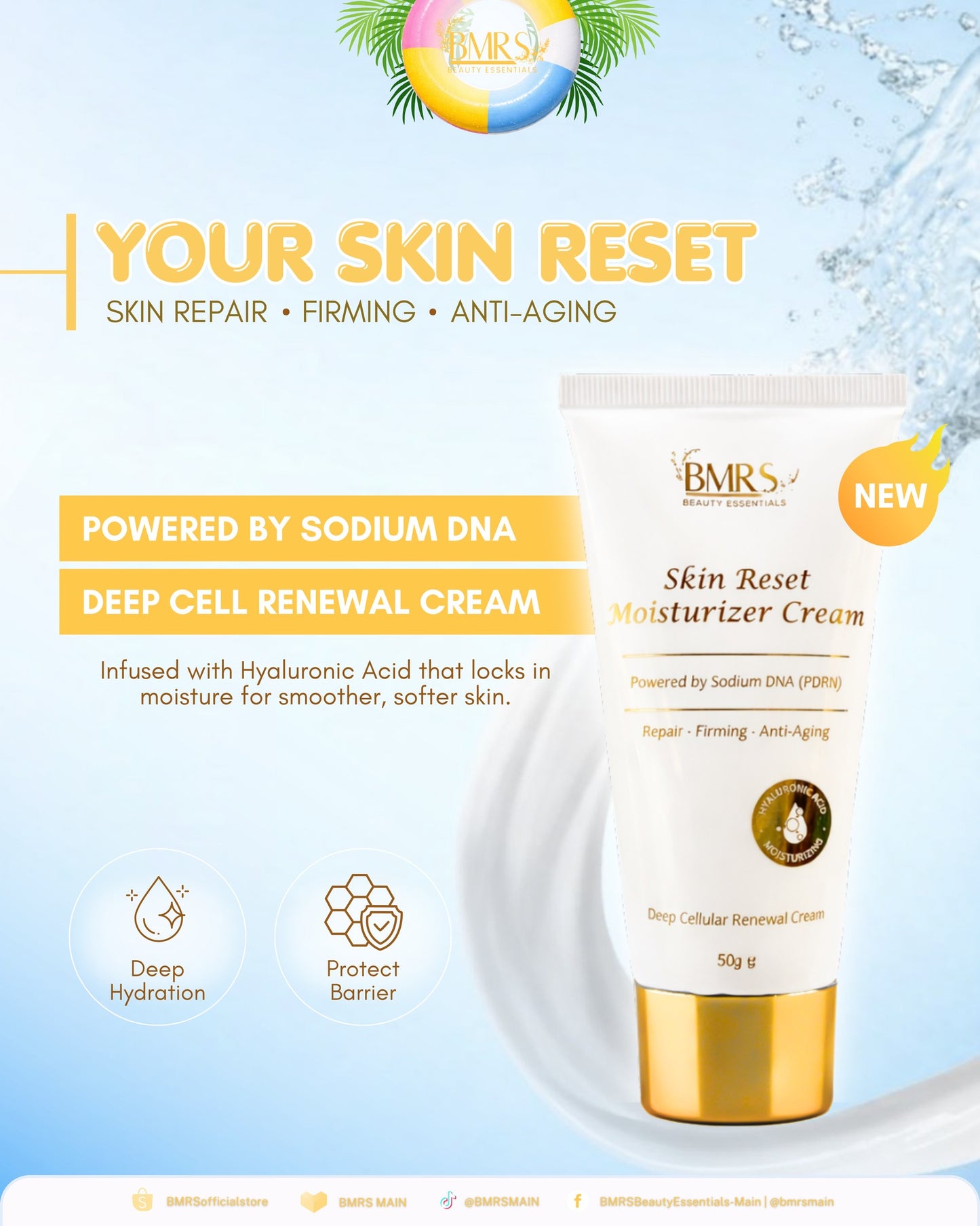 BMRS ( PDRN ) Skin Reset Moisturizing Cream is an Advance Repair Cream Skin Feel Smoother and Firmer
