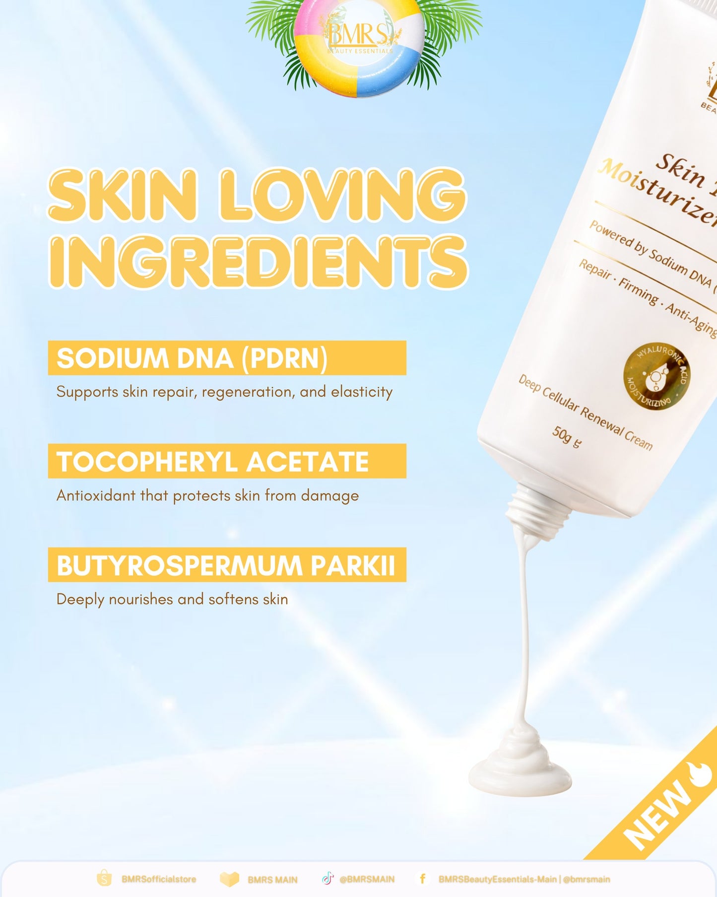 BMRS ( PDRN ) Skin Reset Moisturizing Cream is an Advance Repair Cream Skin Feel Smoother and Firmer