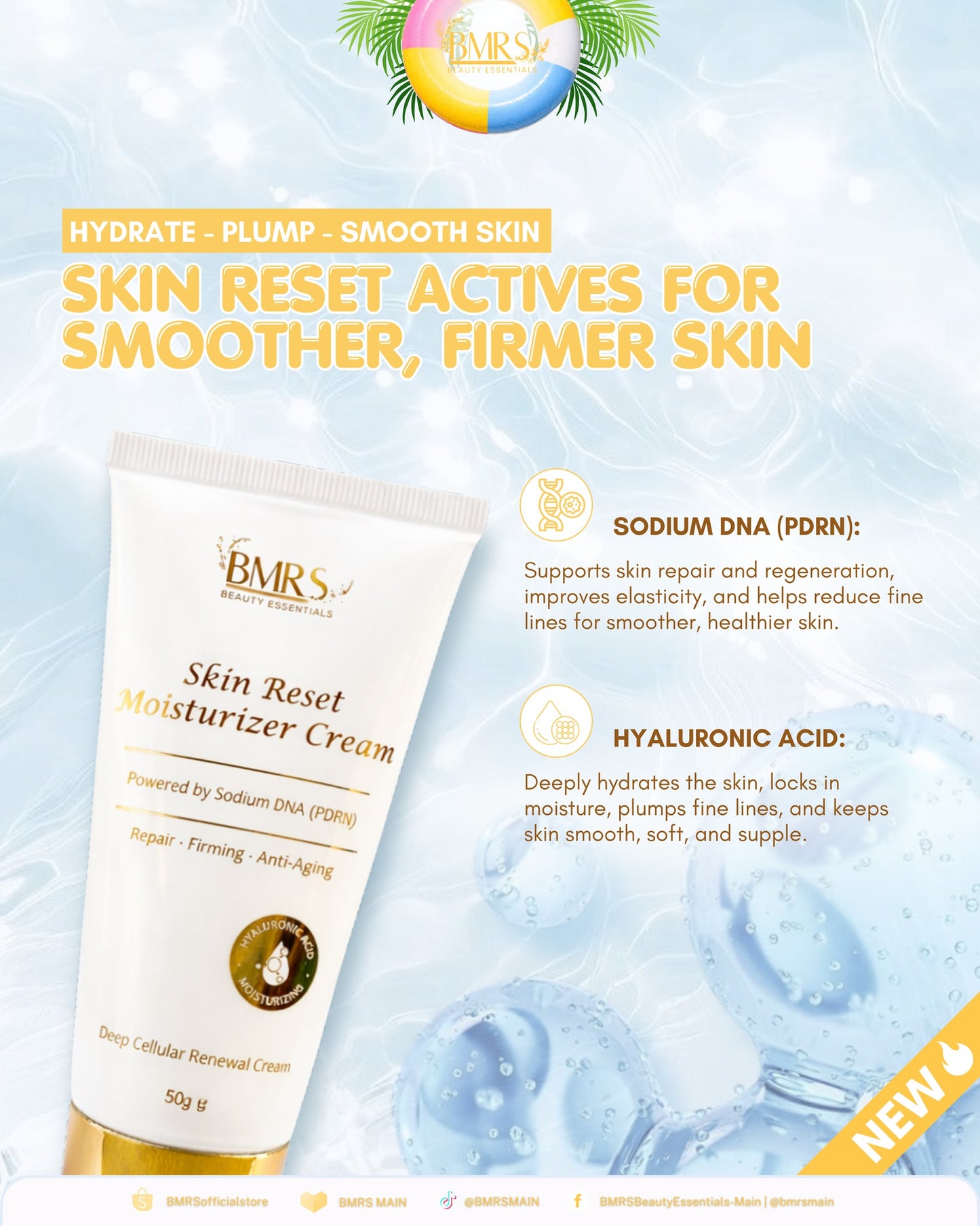 BMRS ( PDRN ) Skin Reset Moisturizing Cream is an Advance Repair Cream Skin Feel Smoother and Firmer