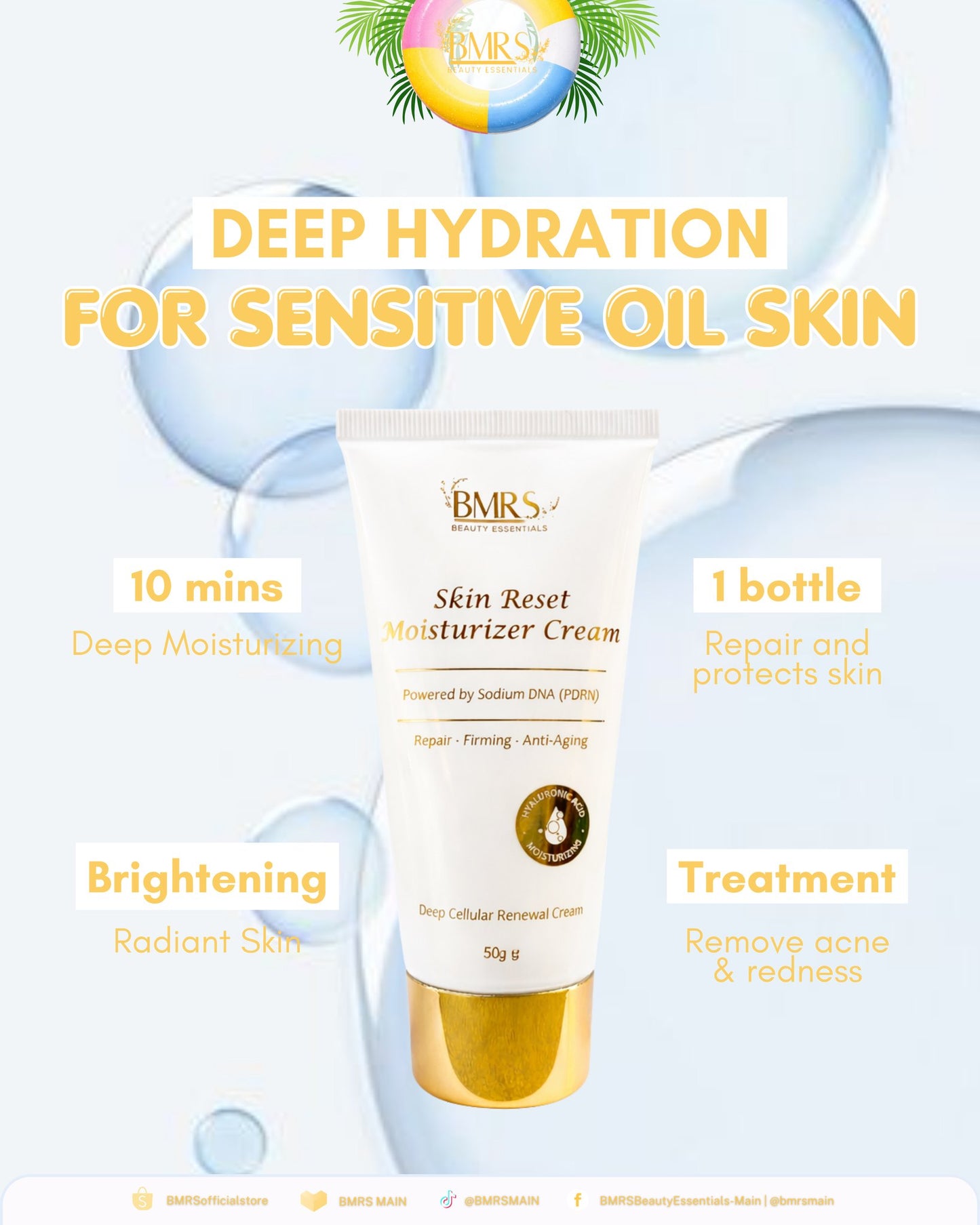 BMRS ( PDRN ) Skin Reset Moisturizing Cream is an Advance Repair Cream Skin Feel Smoother and Firmer