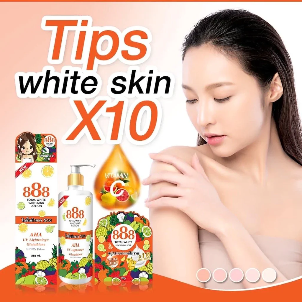 AUTHENTIC FROM THAILAND! 888 TOTAL WHITE WHITENING LOTION (UV Lightening and Glutathione)