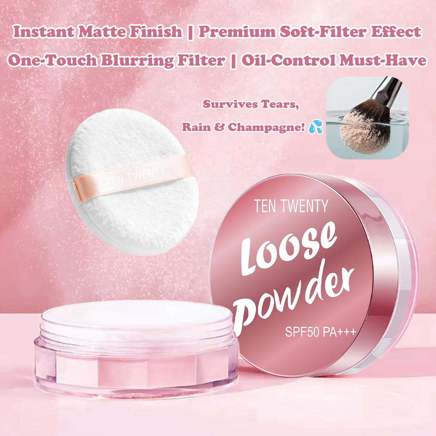 TEN TWENTY Setting Loose Powder Long Lasting Oil Control Matte Waterproof SPF50 PA++ Flawless Powder