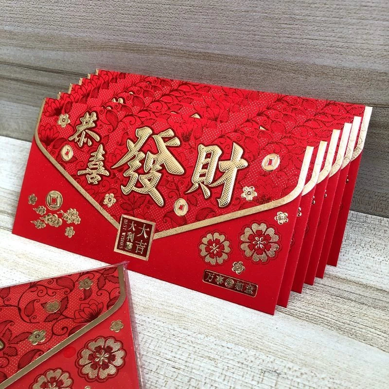 Thick Lucky Money Chinese Envelope Ang Pao 6pcs Per Pack